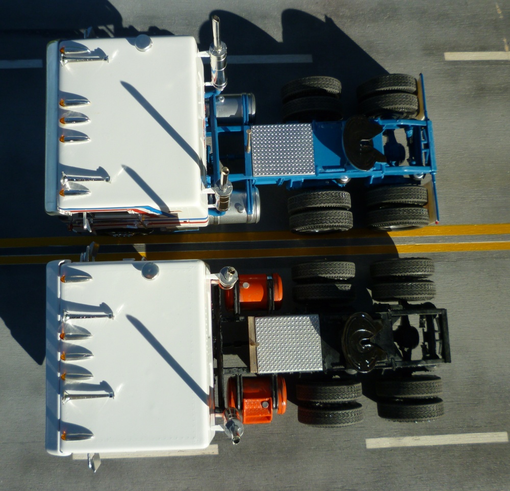 Photo From this view you can see the location differences for the fuel tanks and the air horns