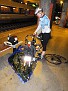 Vicky assembles her bike in Paris' railway-station