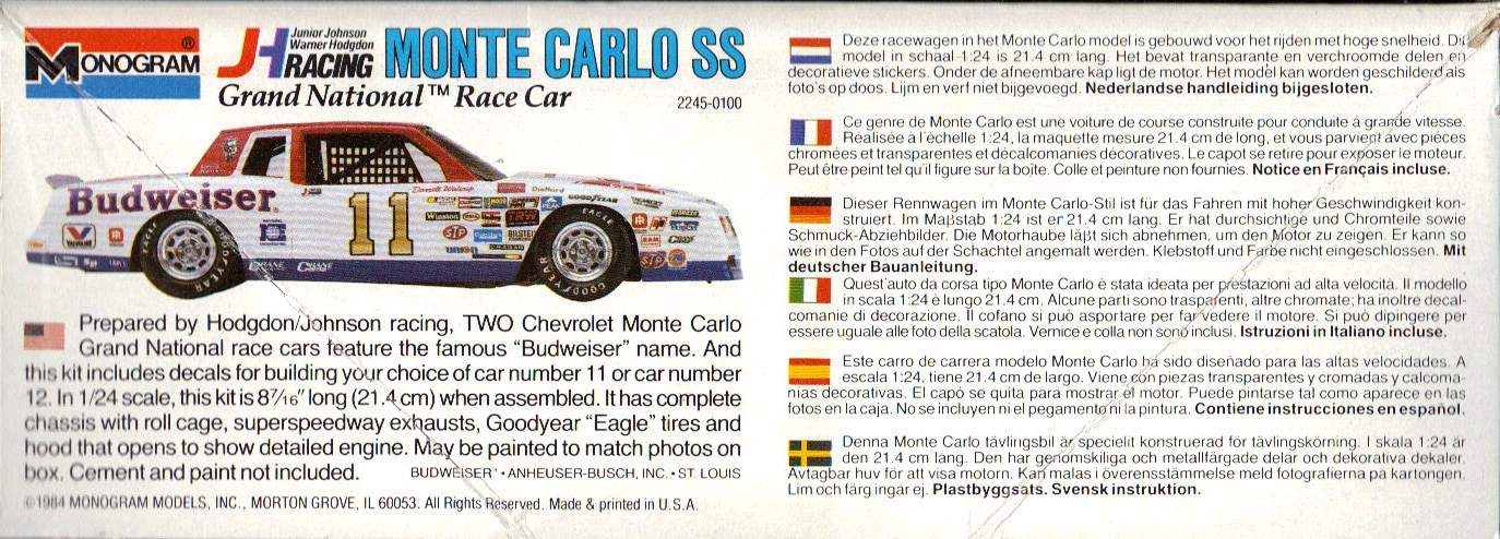 Photo: Mono Budweiser Monte Carlo #11-12 side2 | MONOGRAM Monte Carlo ...