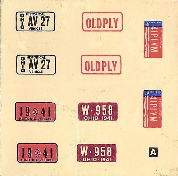 Photo Decal Sheet AMT 1941 Plymouth Four Passenger Coupe T148 album