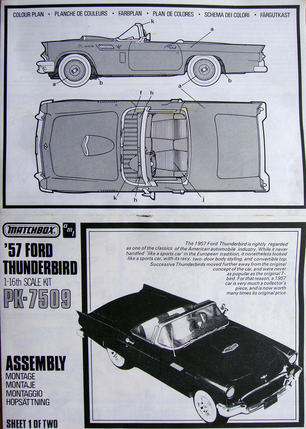 Maquette Matchbox/AMT 1/16 1957 Ford Thunderbird - Kit Complet Rare