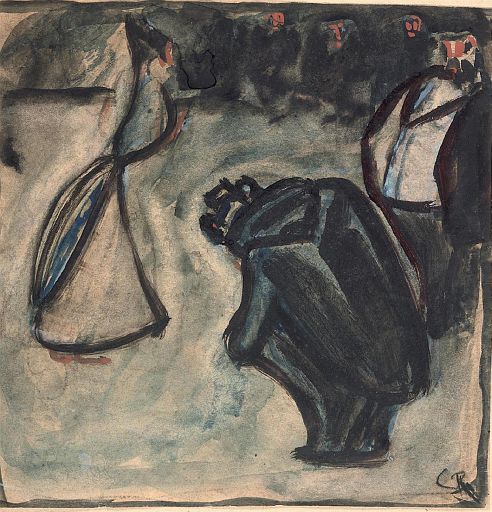 Men in Tailcoats Lined up Receive a Young Lady  (1908)