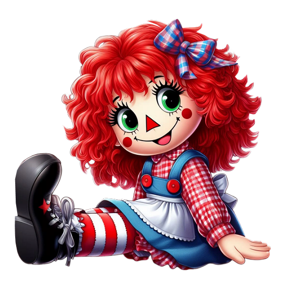 Photo AI CREATIONS GINGHAM AND BOWS RAG DOLL BG (1) Brenda AI