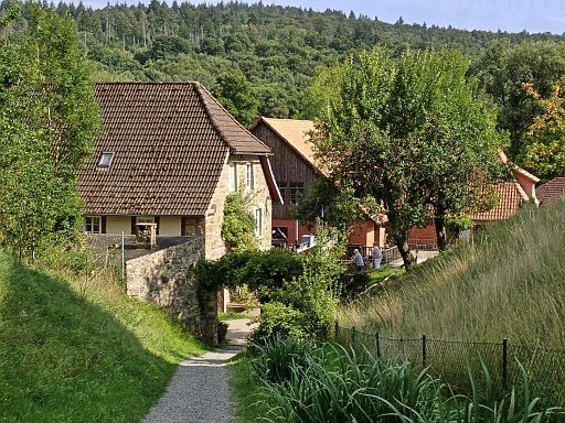 Blick hinunter zur Mühle